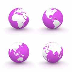 地球仪白色紫色的