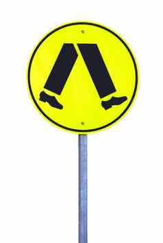 黄色的反光行人穿越标志当前的澳大利亚