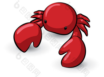 可爱的红色的蟹向量插图