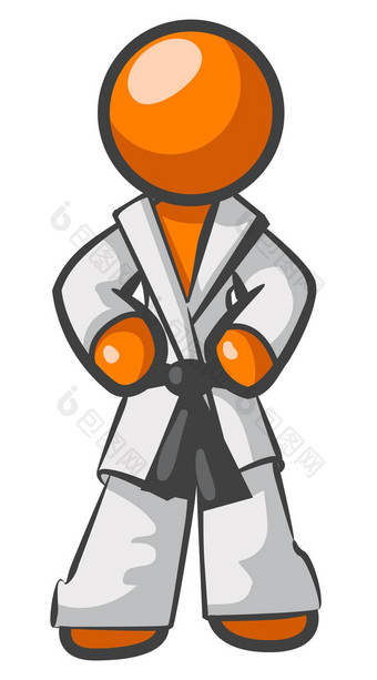 橙色男人。空手道构成