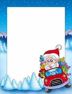 框架圣诞老人老人开车车