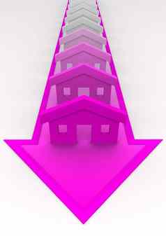 房子概念房子彩色的粉红色的箭头