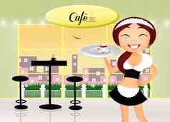 女孩服务咖啡馆