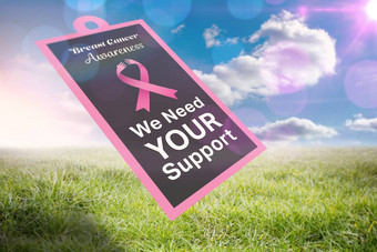 复合图像乳房癌症意识消息海报