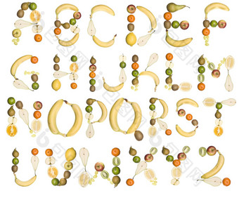 字母形成水果