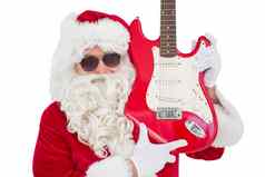 很酷的圣诞老人显示电吉他