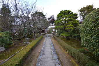 入口标志石头人行道天龙寺寺庙区域日本