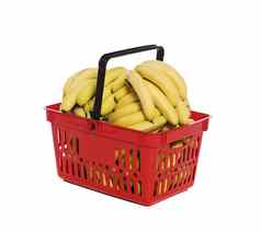 购物篮子香蕉孤立的白色背景