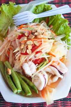 木瓜沙拉海食物泰国食物