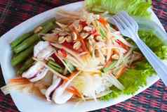 木瓜沙拉海食物泰国食物