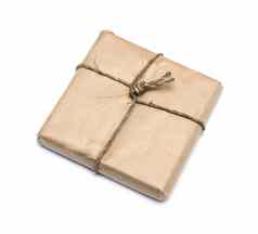 包裹包装棕色（的）卡夫纸孤立的白色背气