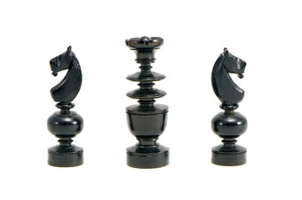 古董黑色的马<strong>国际象棋</strong>孤立的白色