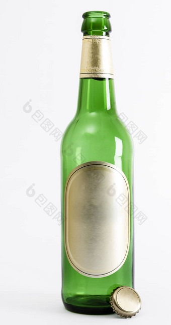空绿色啤酒瓶皇冠密封
