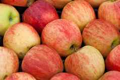 新鲜的堆放苹果农民市场