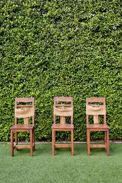 装修木椅子绿色小树墙