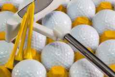 白色高尔夫球球黄色的盒子高尔夫球推杆