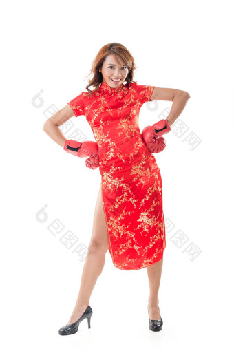 中国人女人衣服<strong>传统</strong>的<strong>旗袍</strong>