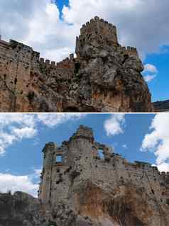 废墟中世纪的城堡岩石Zuheros西班牙