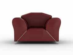 孤立的红色的皮革扶手椅室内图像
