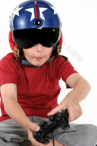 孩子头盔玩飞行模拟器