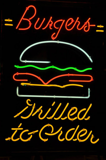 汉堡烤订单霓虹灯标志