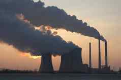视图煤炭权力植物太阳巨大的烟雾