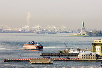 上纽约湾雕像自由纽约城市美国