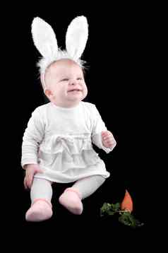 有趣的婴儿兔子服装胡萝卜