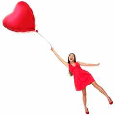 情人节一天女人飞行心气球