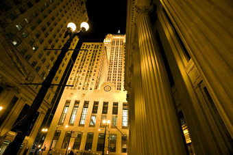 芝加哥市中心城市晚上摄影