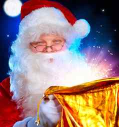 圣诞节圣诞老人圣诞老人老人开放魔法袋礼物