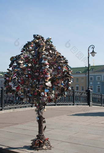 树婚礼锁luzhkov桥莫斯科