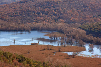 视图岩溶湖doberdò意大利