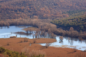 视图岩溶湖doberdò意大利