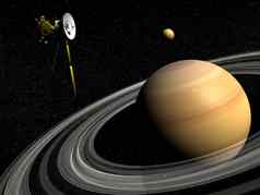 卡西尼号宇宙飞船土星泰坦卫星渲染