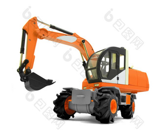 现代橙色挖掘机机器