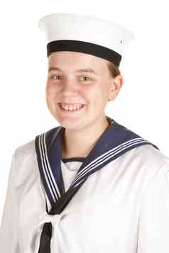 年轻的水手孤立的白色背景