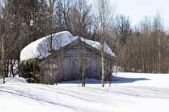 冬天森林小屋