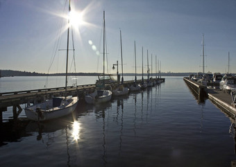 柯克兰帆船湖华盛顿西雅图天际线