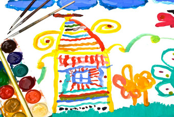 孩子的绘画农村房子