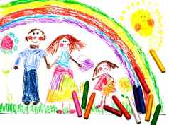 孩子的画快乐家庭彩虹