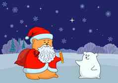 圣诞老人老人极地熊