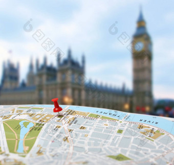 旅行目的地伦敦地图推销模糊