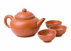 陶瓷古老的东方茶壶杯