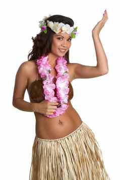 夏威夷草裙舞舞者女孩