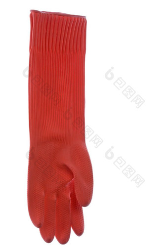 红色的橡胶手套孤立的