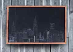 画城市黑板上
