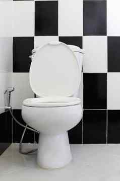 白色厕所。。。碗浴室交替黑色的白色