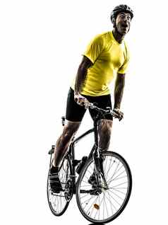 男人。骑自行车山自行车快乐快乐轮廓