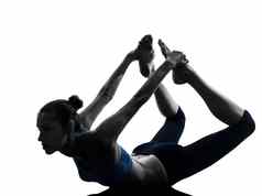 女人锻炼瑜伽弓构成
